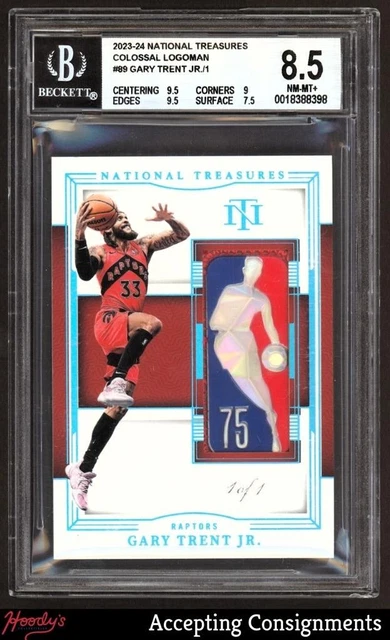2023-24 National Treasures Gary Trent Jr. GAME-USED LOGOMAN PATCH 1/1 BGS 8.5