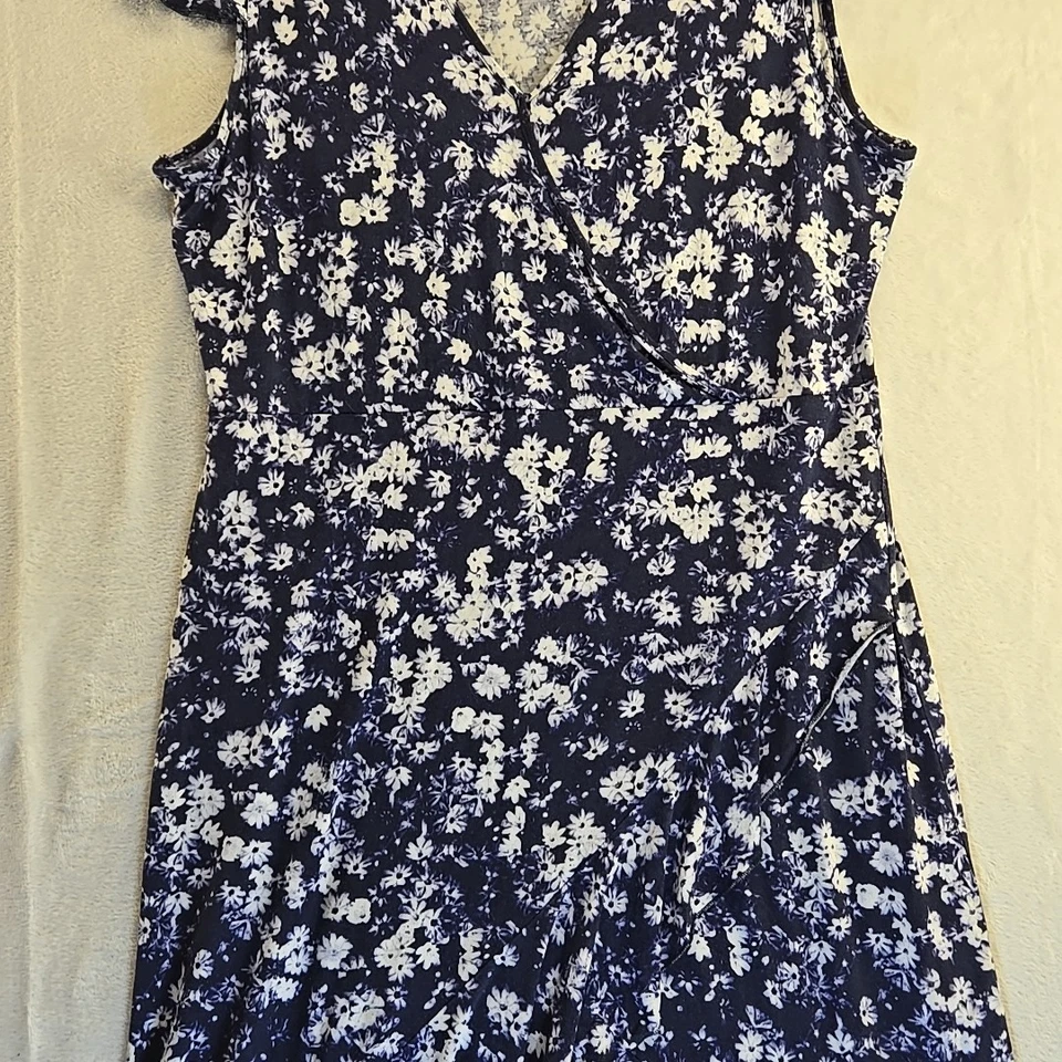 Y2K Juicy Couture 连衣裙 Maxi Plus 尺寸 XXL Bloomcore 包裹蓝色 V 领巡航 — 第 3/4 张图片