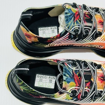 Gucci Run 9.5/ US 10 Knit Low Top Sneakers Black Floral  display picture 2