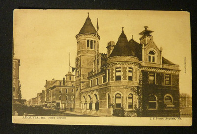 Augusta ME, Post Office, Maine c1900's Vintage Postcard