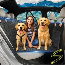 Dog Car Seat Cover for Back Seat, Hard Bottom Upgraded Leather Back Seat Extende