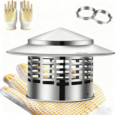 8 Inch round Chimney Cap, 304 Stainless Steel Chimney Cover with Gloves, Weather
