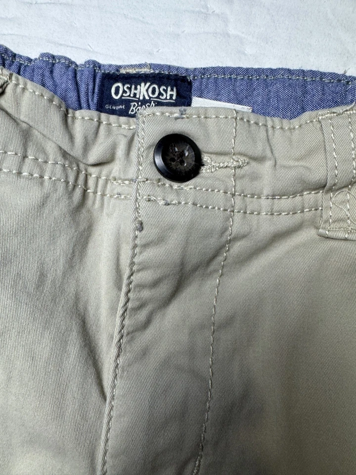 Pantalones chinos OshKosh B'gosh niños pierna recta caqui frente plano cintura talla 8 Foto 3 de 4