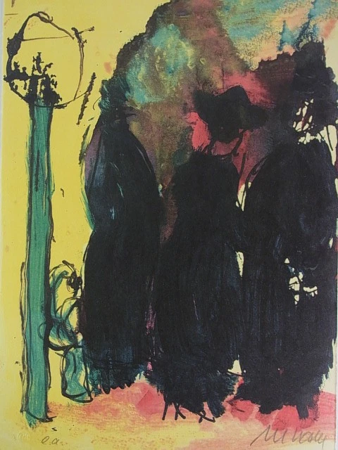 Armin Mueller-Stahl. Farbige Lithographie. Titel: Unter der Laterne. Signiert Mu - Bild 2 von 4