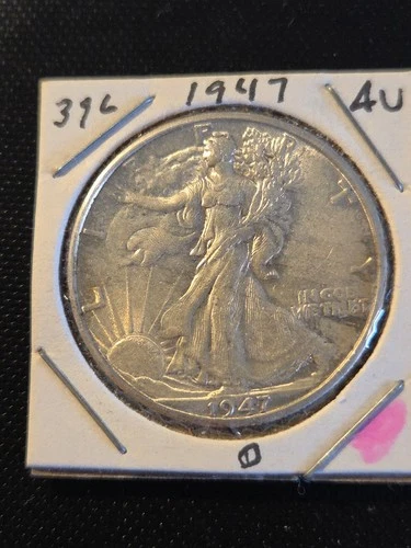 1947-D Walking Liberty Half Dollar In About Uncirculated Condition