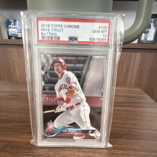 2018 Topps Chrome Mike Trout #100 Batting PSA 10 GEM MT Los Angeles Angels