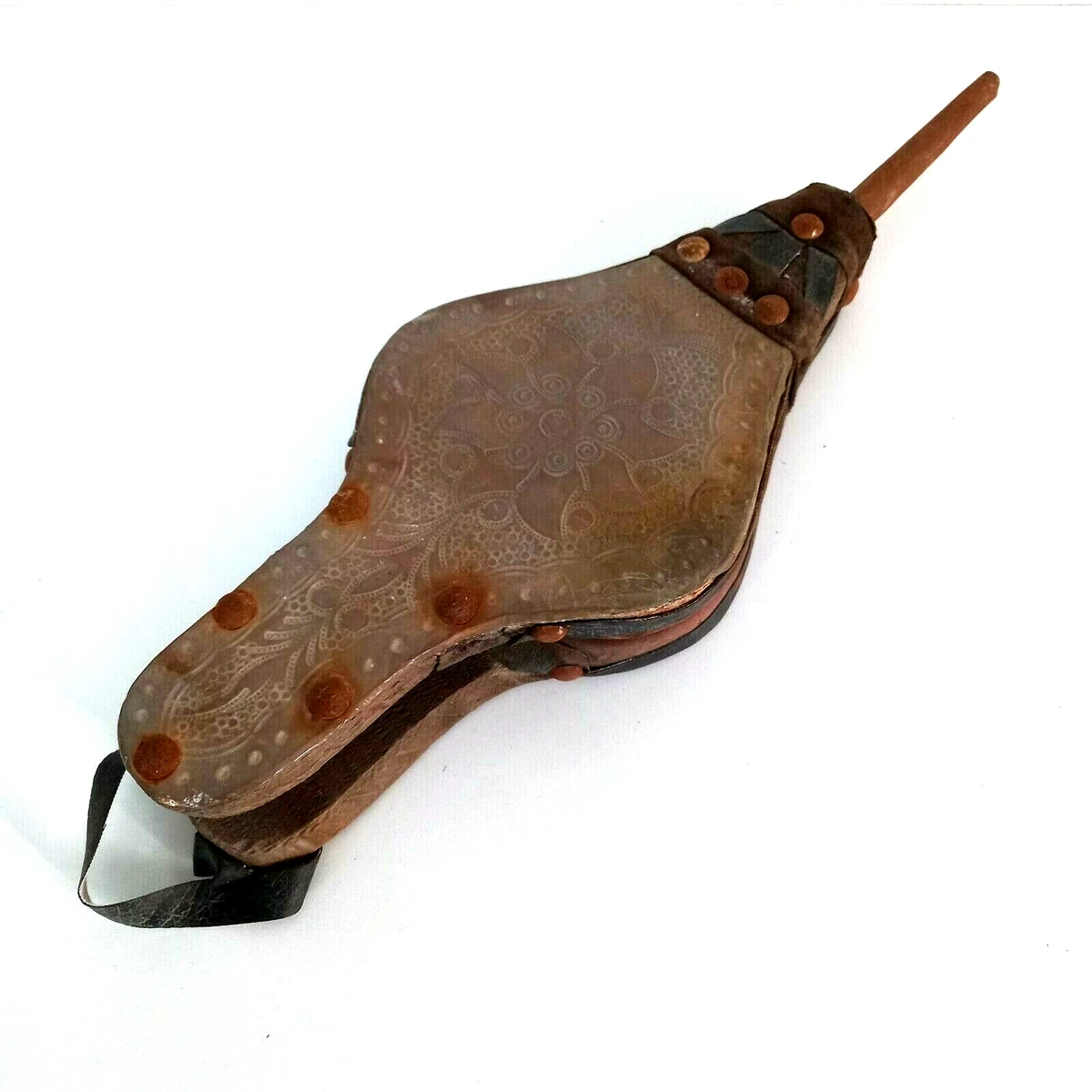 Vintage Wood Fireplace Leather Bellows Brass Fire Bellow Antique Hand Blower  Old | eBay