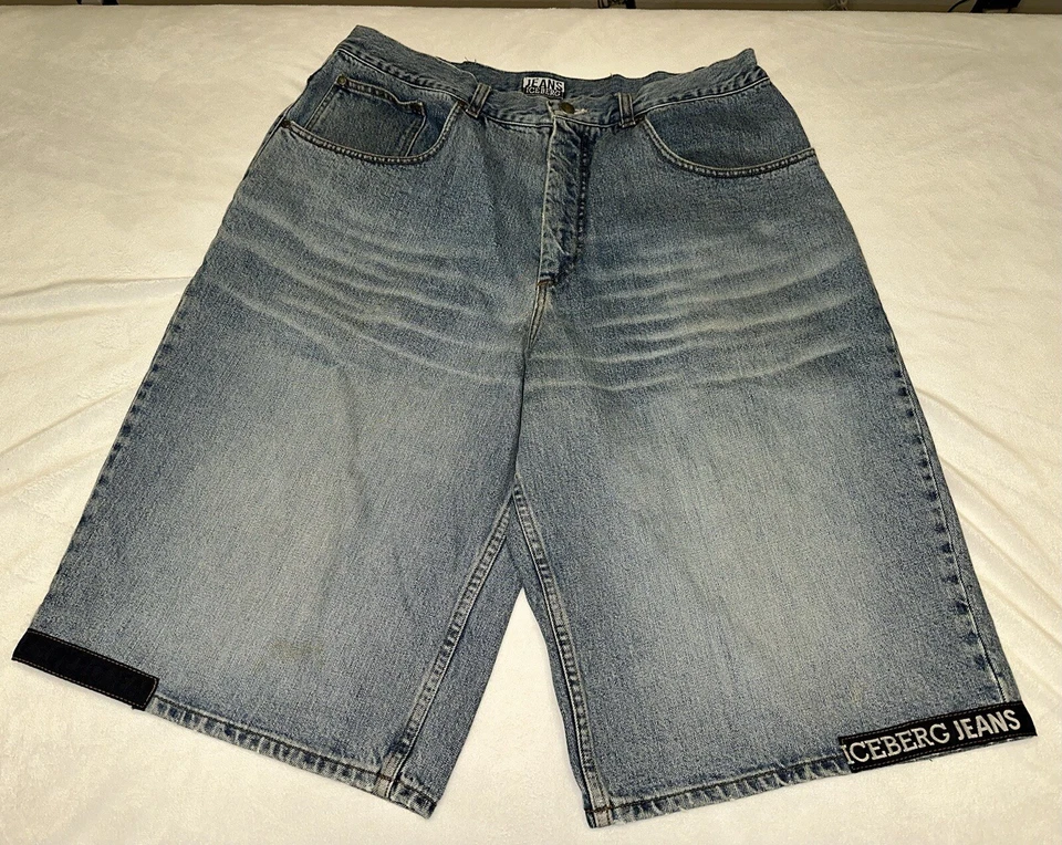 VTG Iceberg Jean Shorts Mens 35x14 Made In Italy