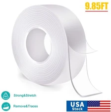 9.8ft Removable Clear Mounting Tape Heavy Duty Nano Double Sided Tape for Walls
