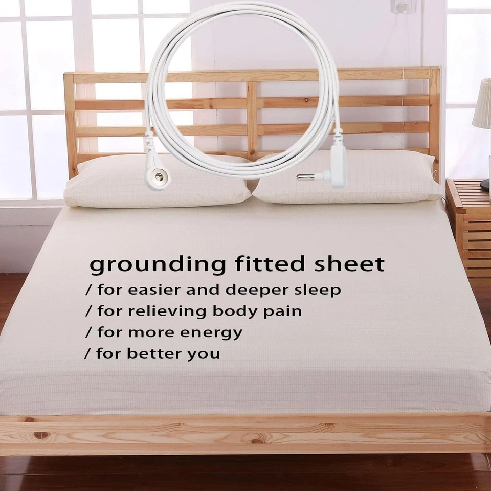 Sábana bajera de puesta a tierra tamaño queen algodón orgánico 13 % fibra plateada Foto 4 de 4