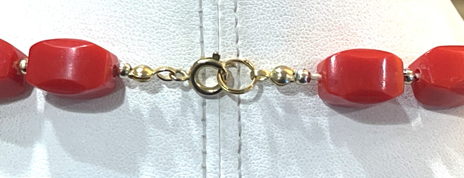 Red Rectangle Plastic Beads Spring Ring Clasp Nec… - image 4