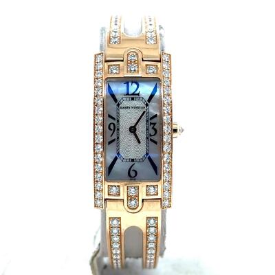 Harry Winston Avenue Quartz 19mm 18k Rose Gold MOP Diamond