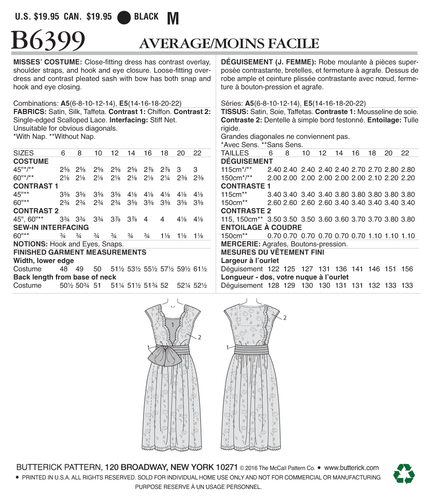 Costume Butterick MOTIVO CUCITO B6399 vestito a vita bassa con fiocco fuori misura - Foto 6 di 6