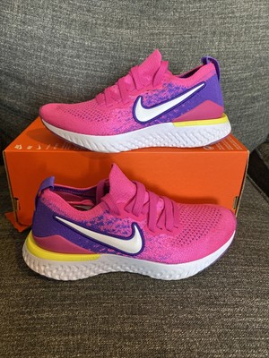 NIKE WMNS EPIC REACT FLYKNIT 2 LASER/ FUSCHIA-WHITE SHOES CK0821-600 SZ 5