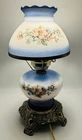 Vintage Blue And White Milk Glass Electric Hurricane Lamp