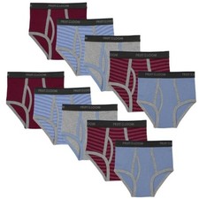 Fruit of the Loom 10 Pair Boys Briefs Underwear 10 12 Cotton NEW Stripe Solid