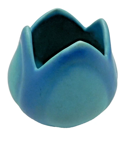 Vintage Van Briggle Colorado Springs Robin Egg Tulip Vase Signed Arched Double A