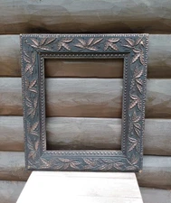 Antique Victorian Carved Holly Leaf Berry Bead Wooden Frame 14x17 Portrait