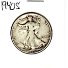 1940 S Silver Standing Liberty 50 Cent HALF-DOLLAR FULL RIM UNGRADED