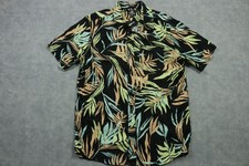 Volcom Shirt Mens Medium Black Tropical Leaf Classic Fit Button Front Hawaiian