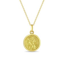 St Christopher Medal Children Necklace Religious - Gold Flashed Sterling Silver