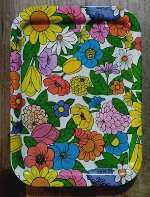 6 Vintage Metal Lap Trays MCM Flower Power Daisy 60s 70s TV Trays 14.75 x 10.75''