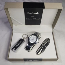 Beautiful DUFONTE By Lucien Piccard Wrist Watch + Knife Gift Box Set NEW