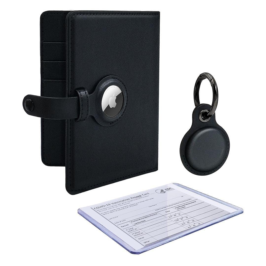 Airtag Wallet Passport Travel Kit with Cover Holder Case and Luggage Keychain