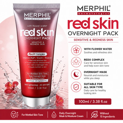 Merphil Red Overnight Cream Pack 100ml Soothing for Sensitive Skin