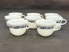 Vintage Corning Old Town Blue Onion Coffee Tea Cups Set of 8 Milk Glass