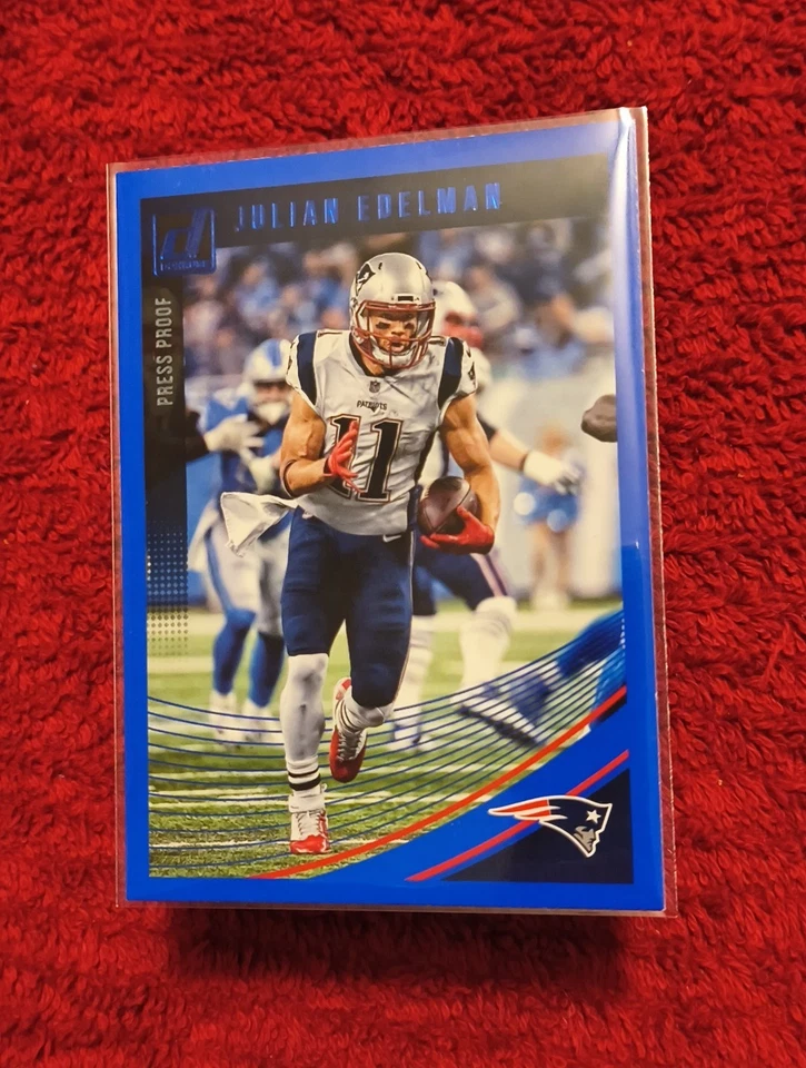 2018 Panini Donruss - Julian Edelman #186 Press Proof Blue - Image 2 of 3