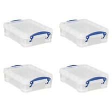 Really Useful Box 1.75L Bin w/Snap Lid & Clip Lock Handle, (4 Pack) (Open Box)