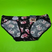 NWT Maidenform Black Pink Floral Panty Bikini Invisible Look XL