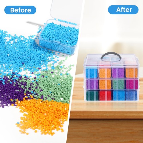 Bead Organizer Box, 56 Pcs Small Bead Organizers, 2-Tier Bead Storage Contain... - Picture 4 of 7
