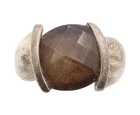 925 Sterling Silver Vintage Ring Faceted Smoky Quartz Band  Sz 8  RG33449