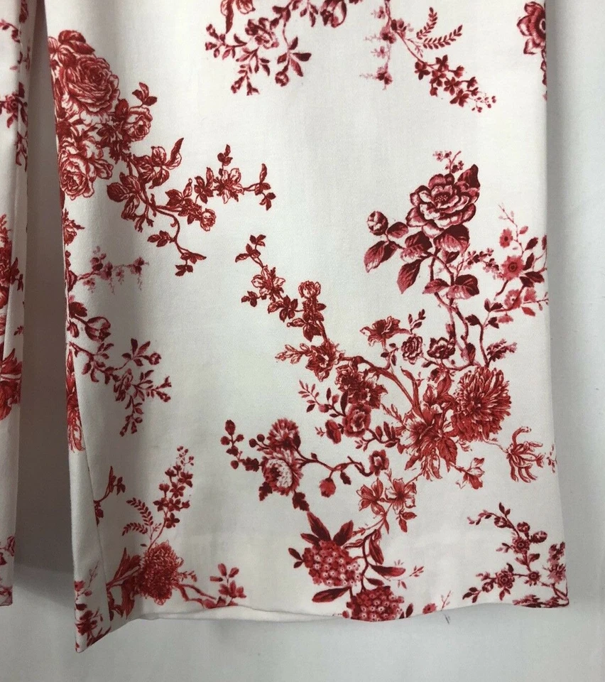 Pantalones de mujer Antonio Melani 0 algodón pierna ancha salón blanco rojo floral nuevos Foto 3 de 4