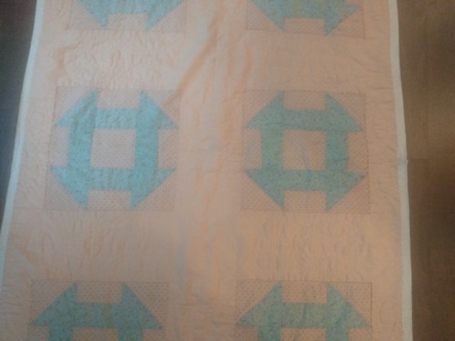 Vintage Folk Art Patchwork Quilt "Churn Dash" Receiving Crib Blanket 34x50" - Picture 4 of 7
