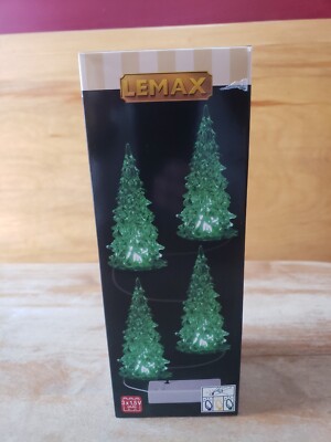 Lemax Christmas Crystal Color Changing Lighted Trees Set of 4 NEW IN BOX