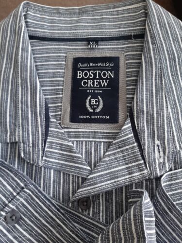 Boston Crew Mens Blue 100% Cotton Stripped L /S Size XL Shirt BIG,TALL BNWOT - Picture 2 of 10