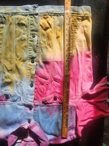 Levis Premium Herren Trucker Jacke Dead Head Tie Dye 2XL Buttergelb Pink Blau - Bild 15 von 19
