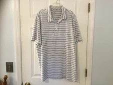 Members Mark Mens XL White/Blue Striped Polo Active Performance Shirt