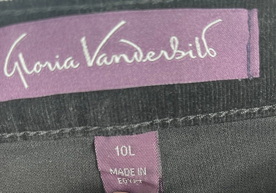 Gloria Vanderbilt Women's 10 LONG Classic Stretch black Corduroy Pants Grunge - Image 3 of 4