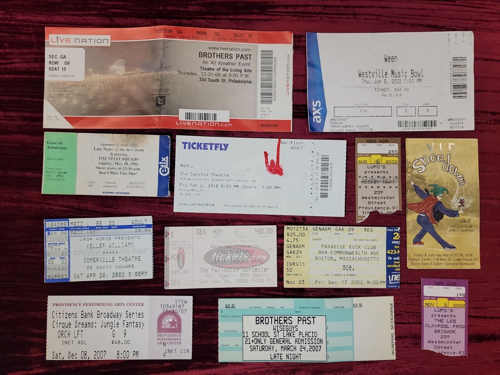 12X USED Concert Ticket Stub LOT RANDOM BANDS MUSIC AND DATES ARENAS AS FOUND