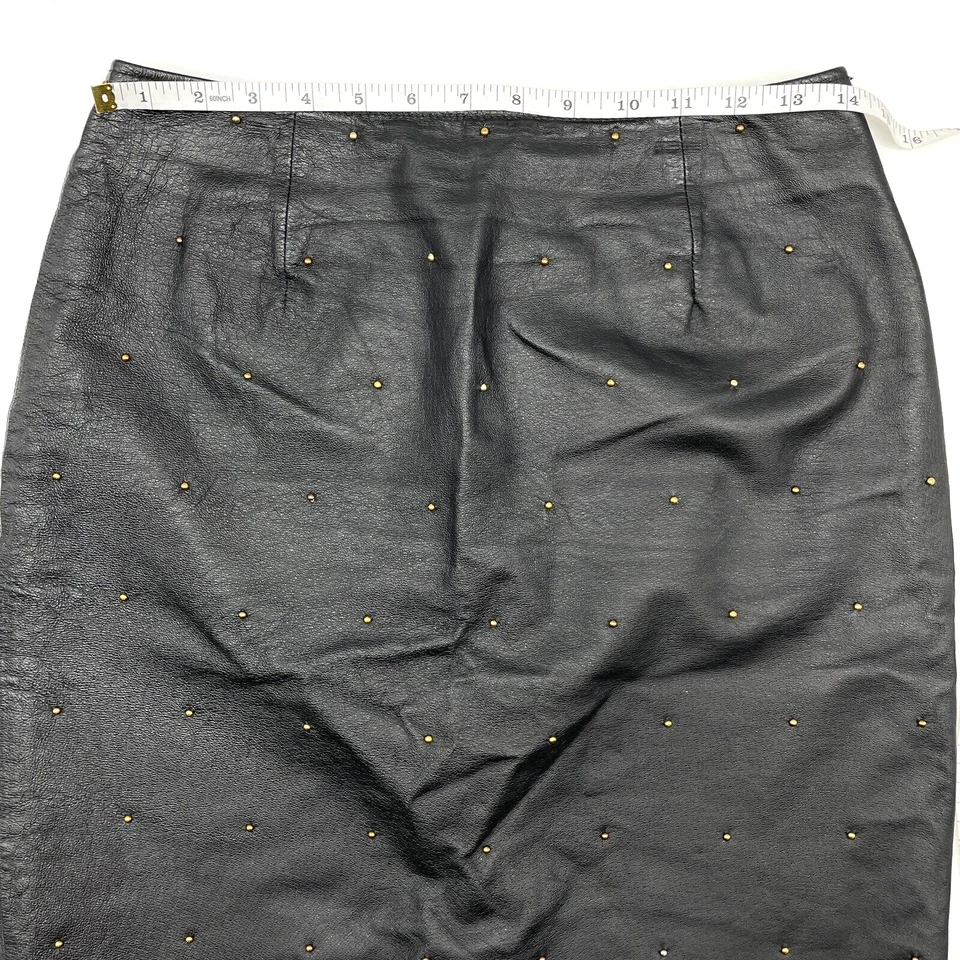 Vintage 90s David Benjamin Genuine Leather Midi Skirt with Studs Women's Size 10 - Image 4 of 4