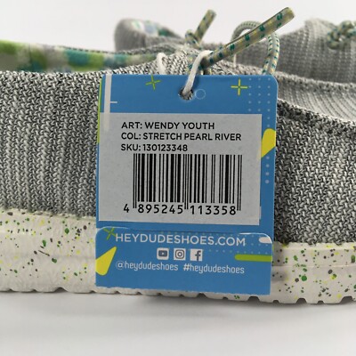 HEY DUDE Wendy Youth Stretch Pearl River Shoes, Girl's Y1 L2, Gray