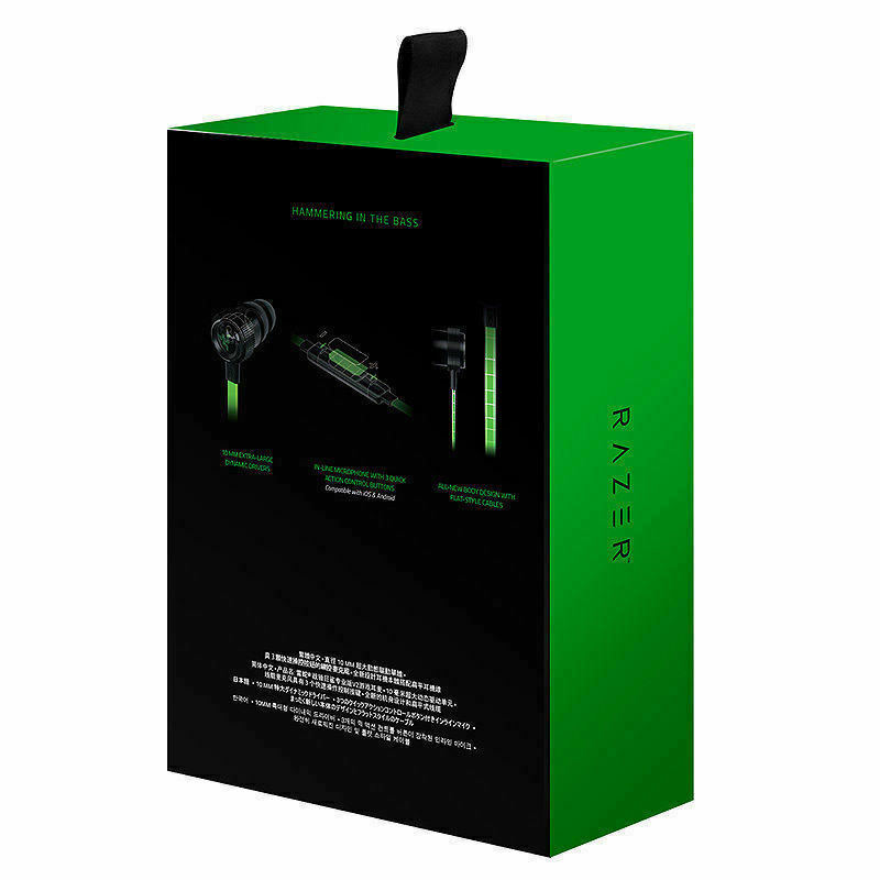 【Flower】Razer Hammerhead Pro V2【１３個】 Razer Hammerhead Pro V2 Earbuds with Microphone, Black/Green