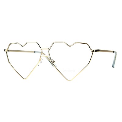 Womens Clear Lens Fashion Glasses Oversized Angled Heart Shape Eyeglasses