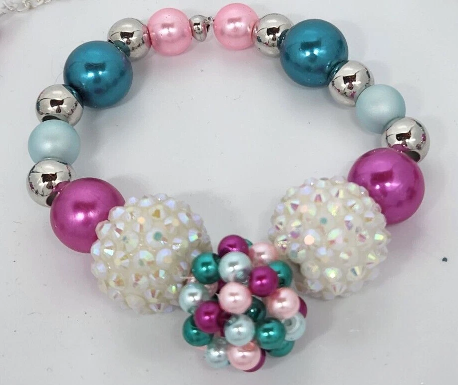 Rosa Azul LILAH ANN Hecho a Mano COLLAR Cuentas Pendientes JUEGO DE PULSERAS Cuentas H7 Foto 4 de 4