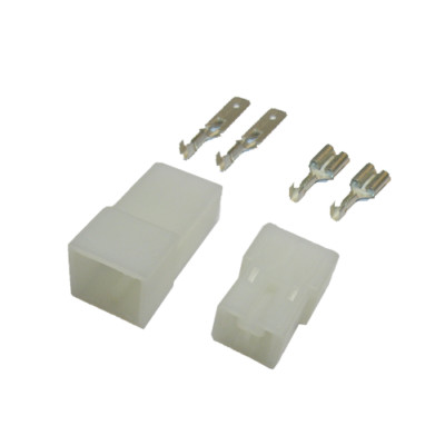 Fastin Faston AMP Tyco Steckerset 2polig mit Kontakten 6,3mm Stift und Buchse wa