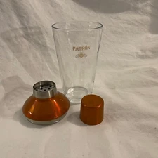 Patron Tequila Cocktail Shaker Clear Glass & Bee Logo With Bronze Lids